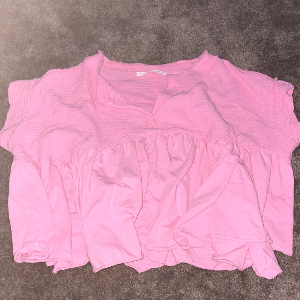 Altar'd State Pink Ruffled Blouse